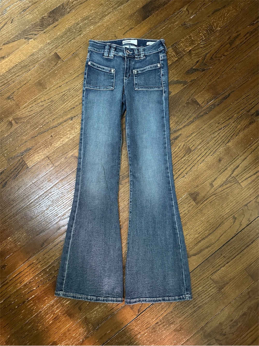 Garage Vintage-Inspired Flare Jeans in Faded Blue